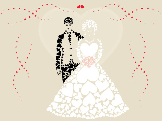心形的新婚夫妇图片下载