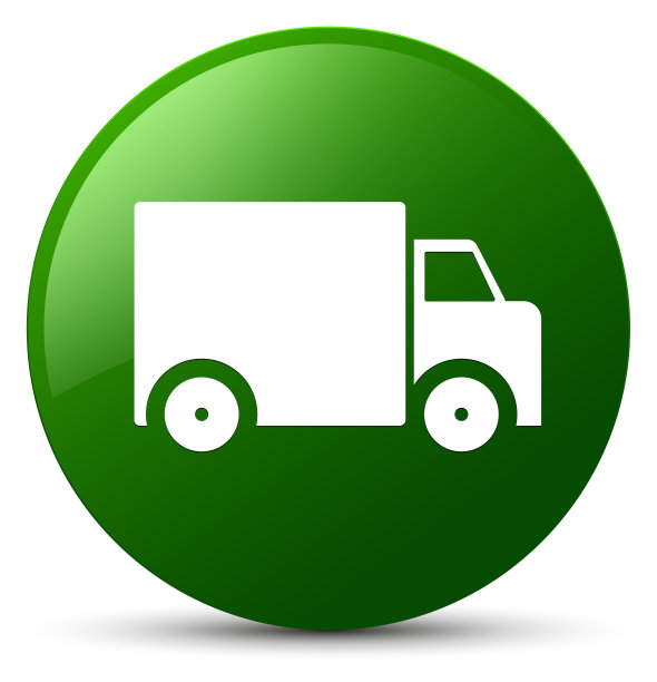 送货卡车图标绿色圆形按钮图片下载