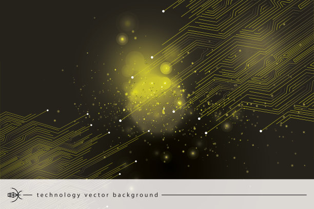 抽象未来的电路板，高电脑技术暗黄色背景图片下载