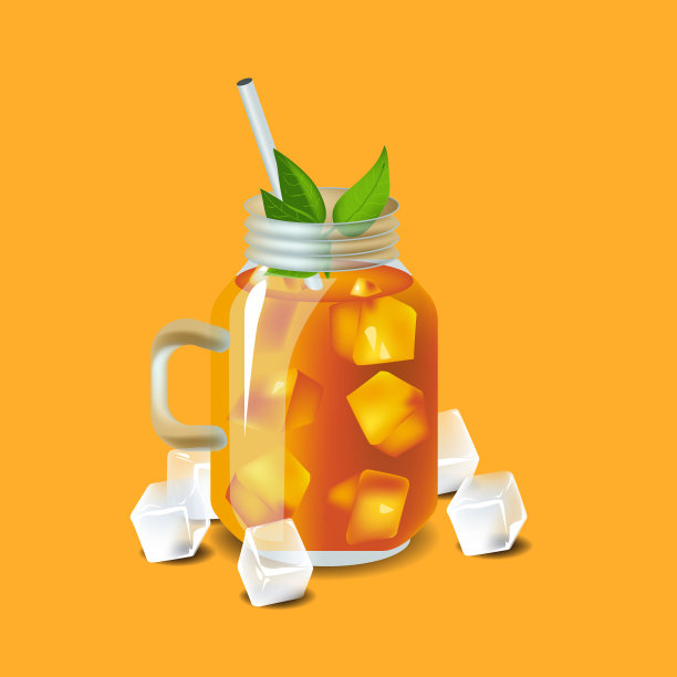 矢量插图在真正的风格冰茶与冰图片下载