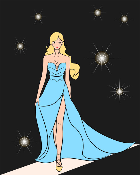 领奖台上的漂亮女孩素材图片