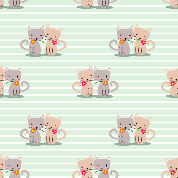 可爱猫无缝图案图片下载