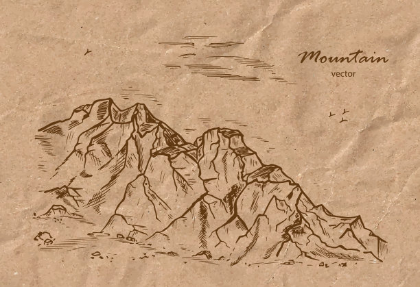 手绘山脉岩石矢量素材图片下载