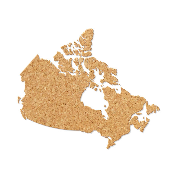 白色背景软木板纹理加拿大地图图片下载