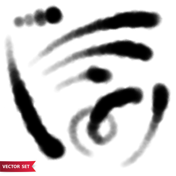 一套手绘矢量彗星形状。抽象烟雾效果喷枪形状图片下载