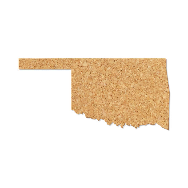 俄克拉何马州地图在白色背景软木板纹理图片下载