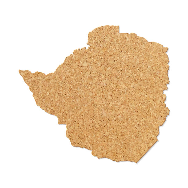 津巴布韦地图在软木板纹理上的白色背景图片下载