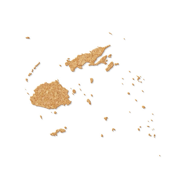 斐济地图在软木板纹理上的白色背景图片下载