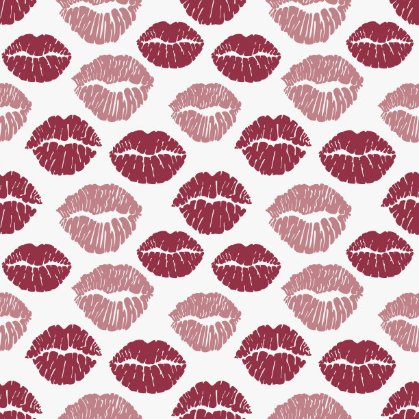 无缝图案与金色嘴唇打印，金色的嘴唇在黑色的背景。矢量图图片下载