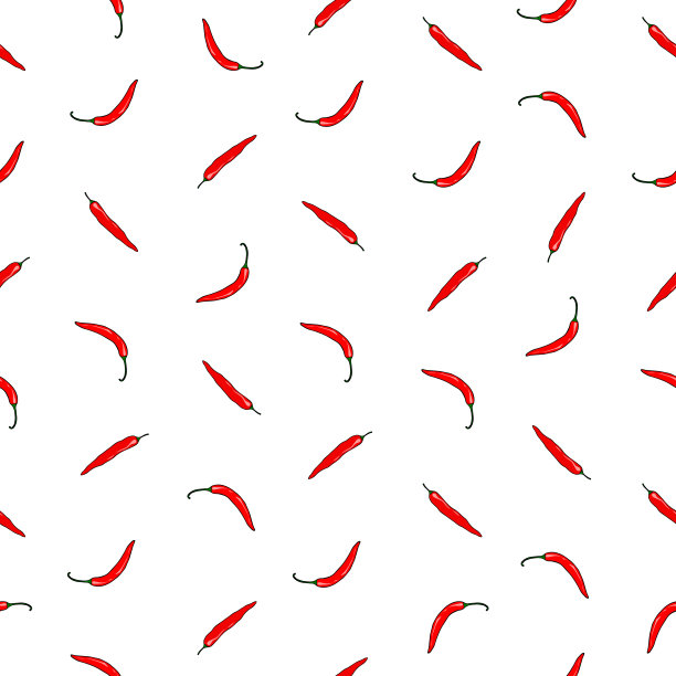 美丽的无缝图案背景红辣椒。手绘矢量插图。完美的壁纸，网页背景，表面纹理，纺织品。图片下载