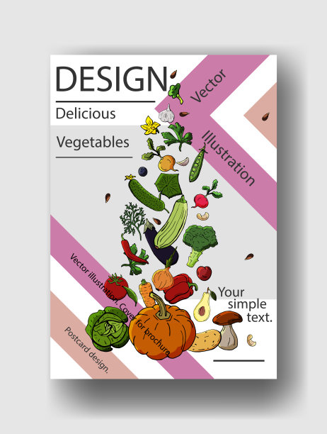 蔬菜矢量插图。封面模板的小册子，海报，横幅，明信片图片下载