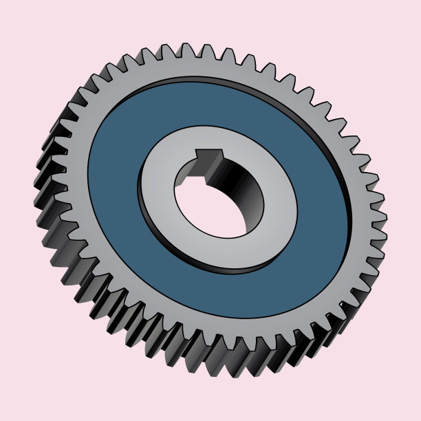 浅粉色背景上的齿轮。机器零件。三维向量图片下载