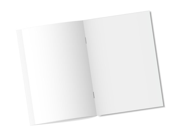 模拟打开杂志，笔记本，杂志，小册子，明信片，传单，小册子上的白色背景。图片下载