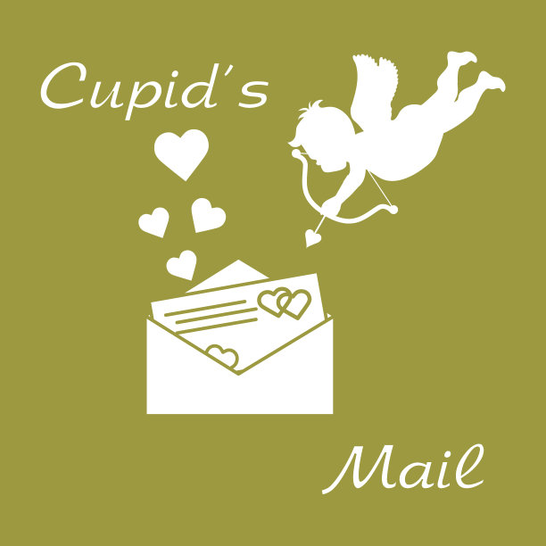 丘比特射了一个弓和一个信封，上面有情人节卡片和爱心。爱的象征。图片下载