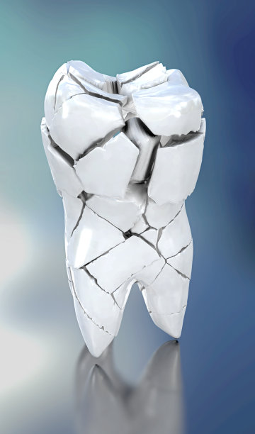 一个破碎的白色牙齿的3d插图图片下载