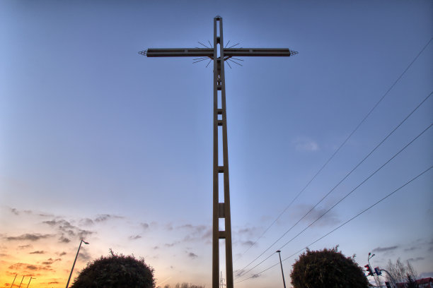 十字架与日落的背景图片下载