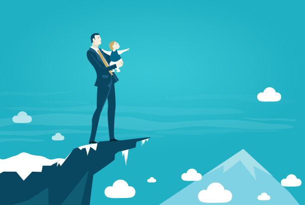 成功的商人，有孩子的父亲，展望未来图片下载