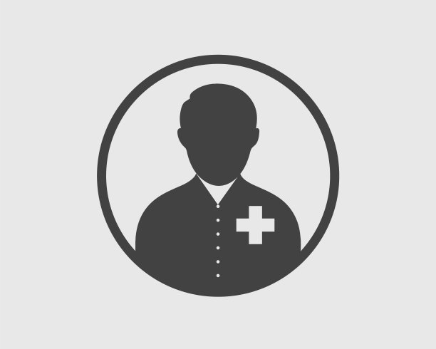 医生图标在灰色背景与圆形形状。图片下载