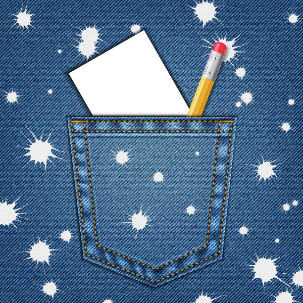 牛仔背景与印迹图案和牛仔裤口袋和复制空间。图片下载