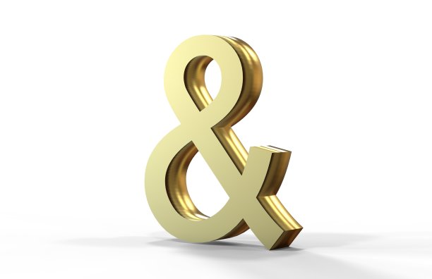 白色背景上的金色&符号图片下载