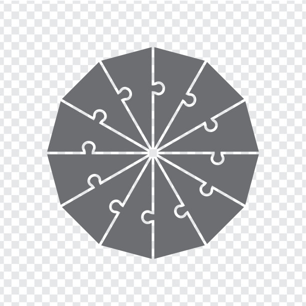 简单的图标十二角形谜在灰色。简单的图标十二元素的十边拼图。平面设计。矢量插图EPS10。图片下载