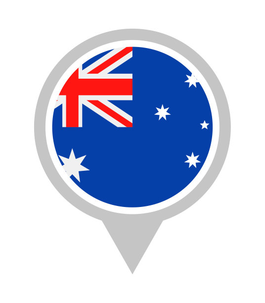 澳大利亚-矢量圆形旗针平图标图片下载