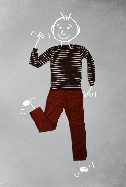 可爱有趣的卡通人物在休闲服装图片下载