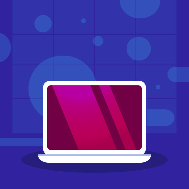 新款笔记本电脑图标展示设计在蓝色背景平图片下载