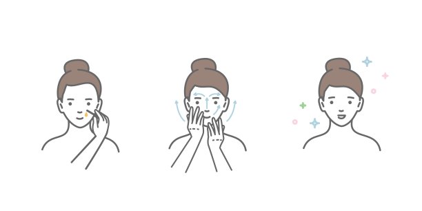女人很在乎脸。使用面部精华液的步骤。图片下载