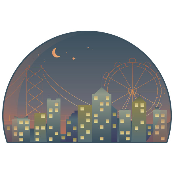 彩色的城市夜景插图图片下载