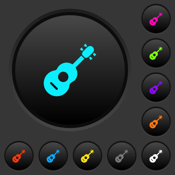 原声吉他黑色按钮与颜色图标图片下载