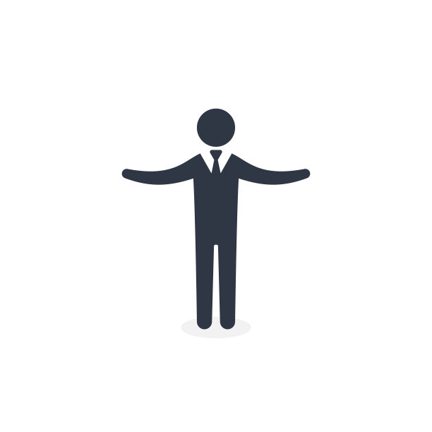 快乐的商人与举起手的矢量图标。平面插图上的白色背景图片下载