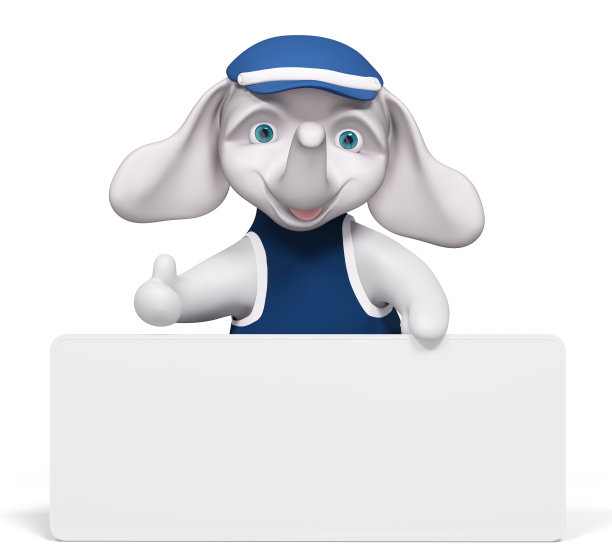 大象卡通海报，显示酷标志3d渲染图片下载