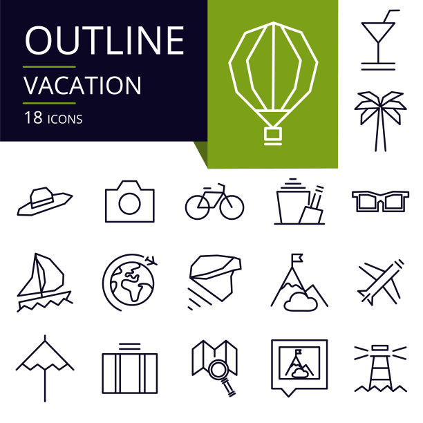 一组轮廓图标的假期。图片下载