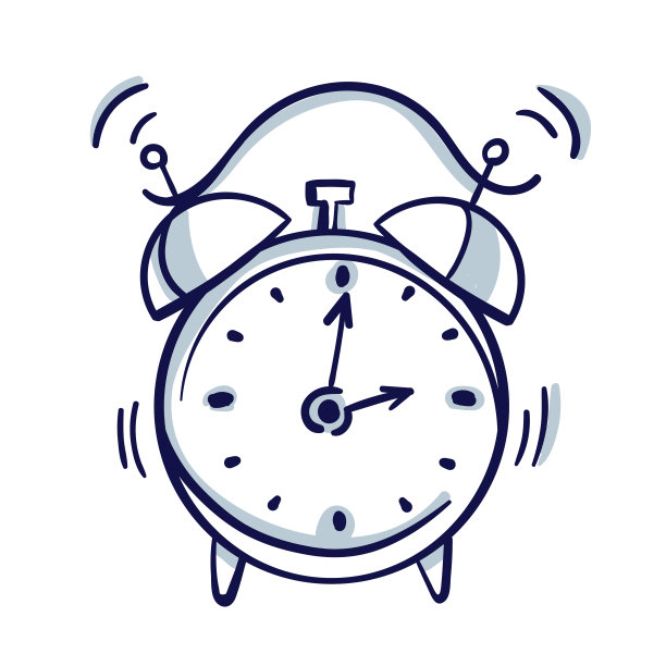 闹钟的起床时间隔离在背景在平的风格。图片下载