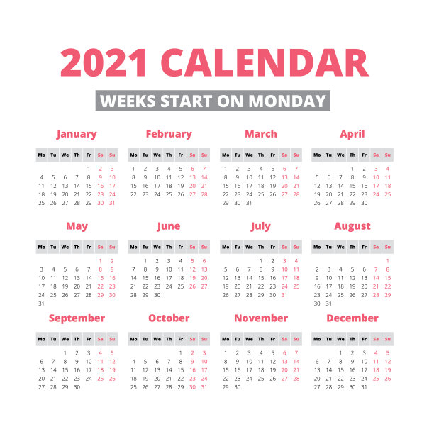 简单的2021年日历图片下载