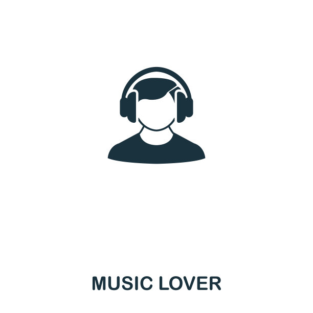 音乐爱好者的偶像。线条风格图标设计。UI。音乐爱好者图标插图。象形文字孤立在白色上。准备使用在网页设计，应用程序，软件，打印。图片下载