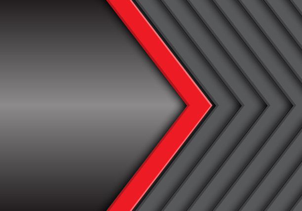 抽象的红灰色箭头图案与金属空白空间设计现代未来主义背景矢量插图。图片下载