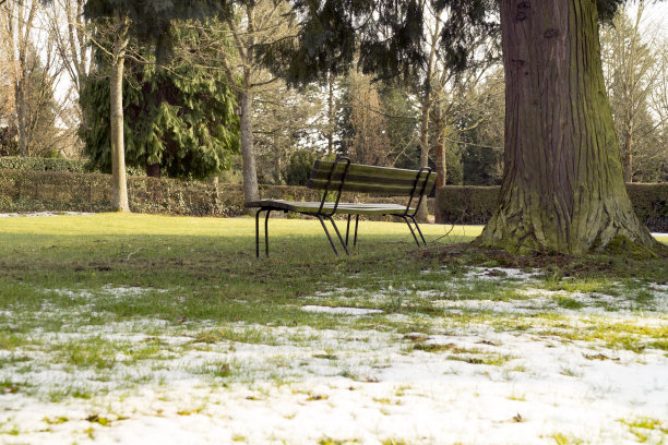 冬天的公园长椅图片下载