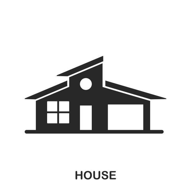 房屋图标，线条风格设计，UI，网页设计应用图标，白色背景，可用于网页设计、应用软件和印刷图片下载