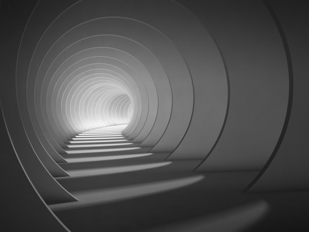 抽象空旷黑暗隧道内部三维图片下载