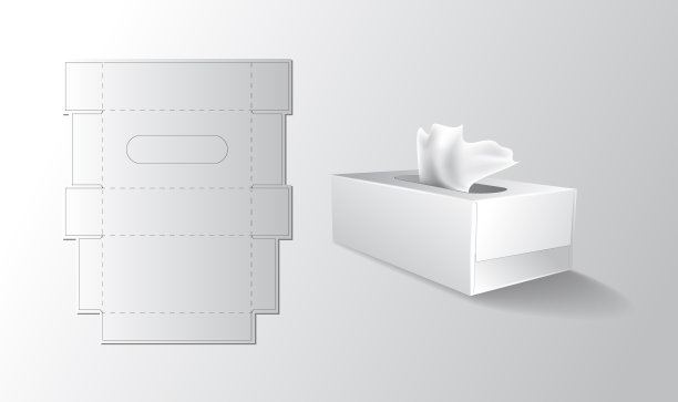 纸巾盒模拟和包装关键线。图片下载