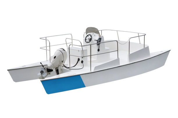 双体船与发动机隔离在白色背景图片下载