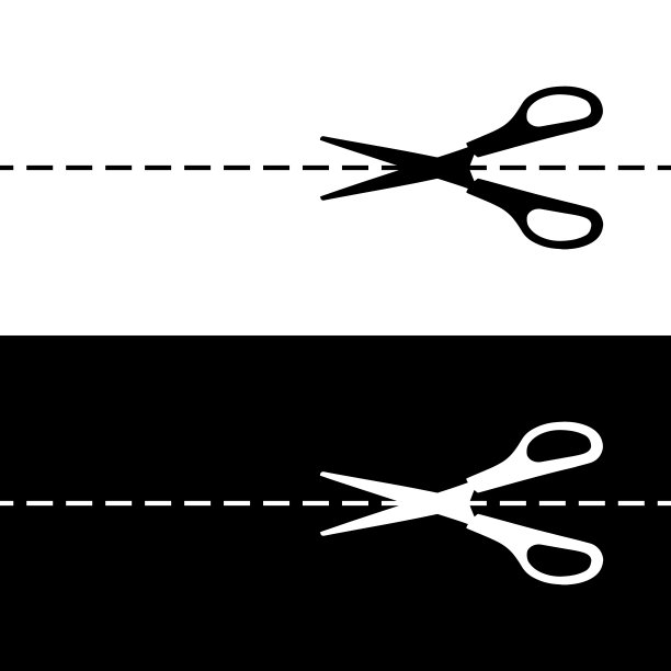 向量剪刀集。黑色和白色的轮廓图片下载