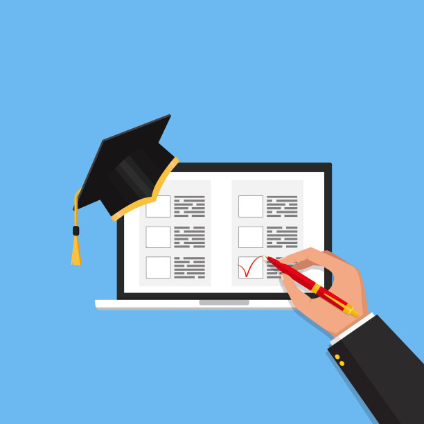 教育。矢量平面插图。网上考试概念，参加考试。图片下载