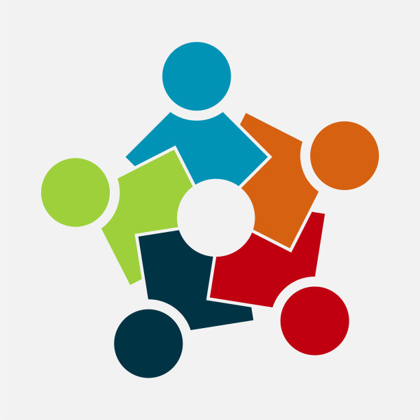 五个人围成一圈。团队会议。人们在房间里开会。强大的合力。图片下载