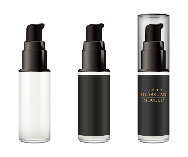 逼真的白色玻璃罐与塑料盖化妆品-身体霜，黄油，磨砂膏，粉底霜，凝胶，皮肤护理，粉末。优质的产品。包模板。矢量模拟设置。图片下载