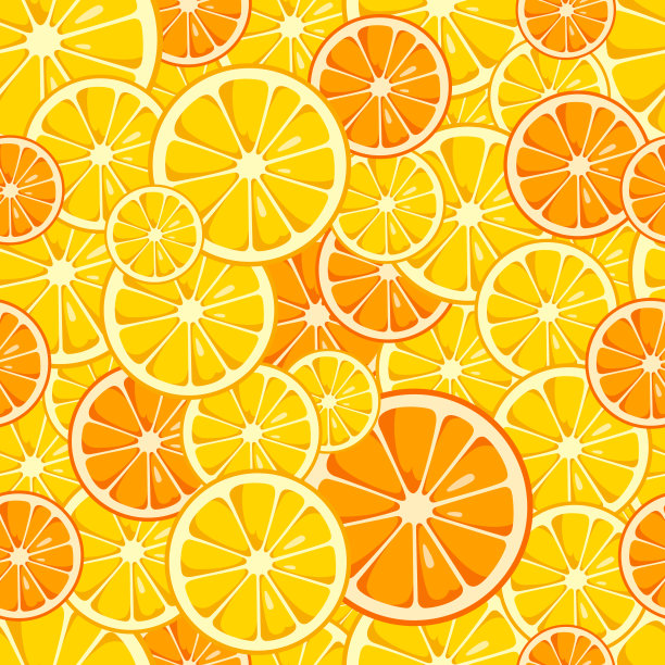 柠檬和橙子片无缝图案。图片下载