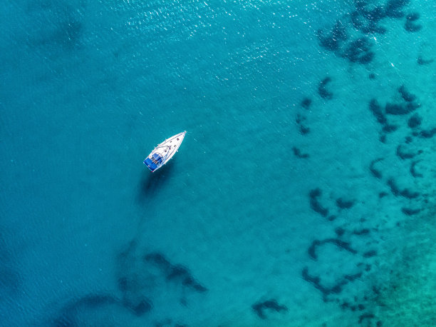 帆船，无人机视角图片下载