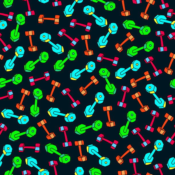 可爱的手绘瑜伽运动器材无缝模式矢量图片下载
